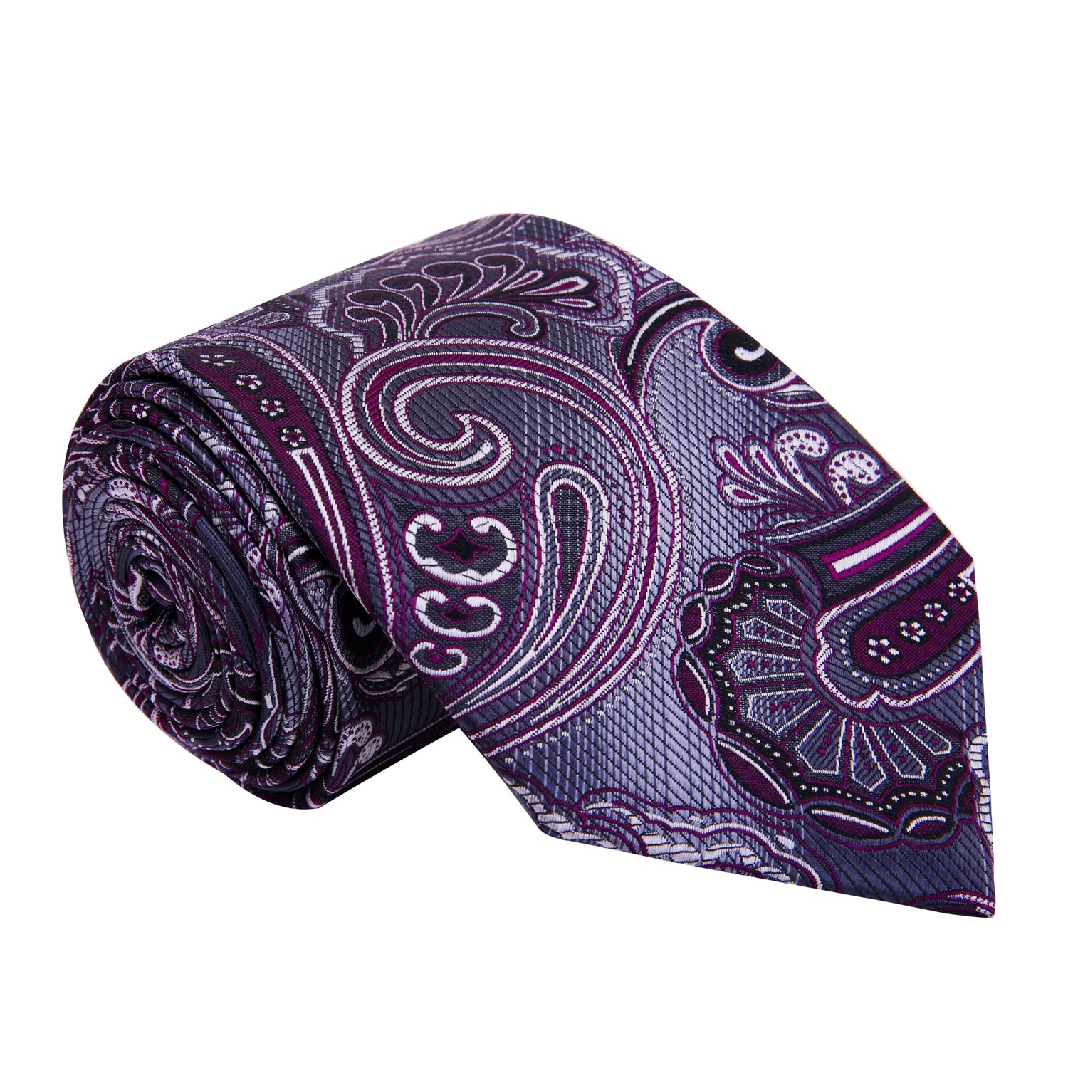 Deep Charcoal Purple Paisley Tie 