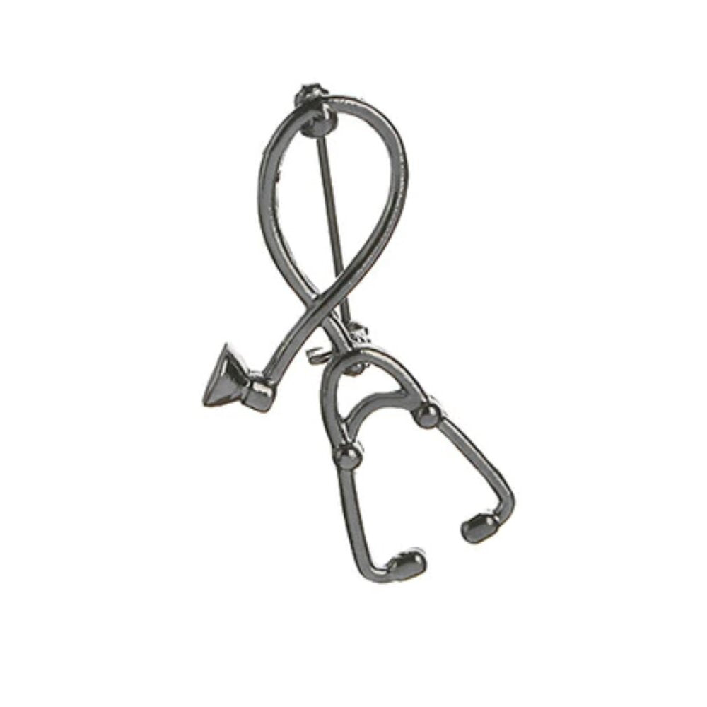 Gunmetal Stethoscope Lapel Pin