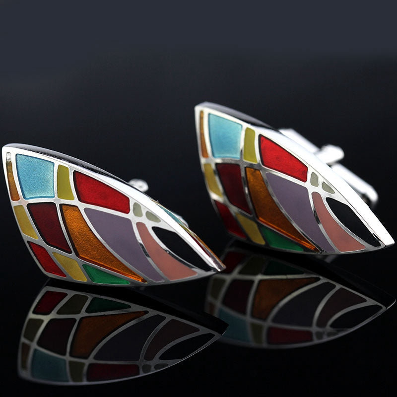 A Shield Shaped Abstract Art Deco Cuff-links 