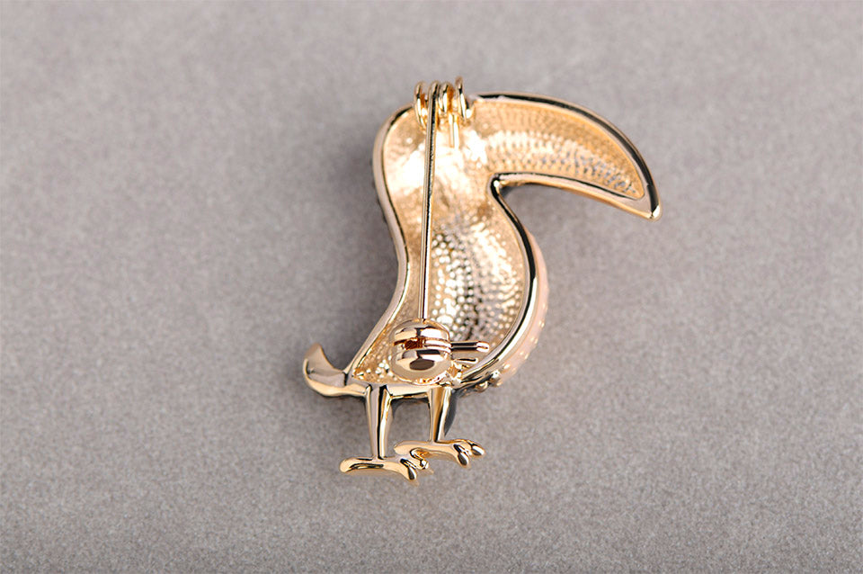 The Back View of the Toucan Lapel Pin showing clip 
