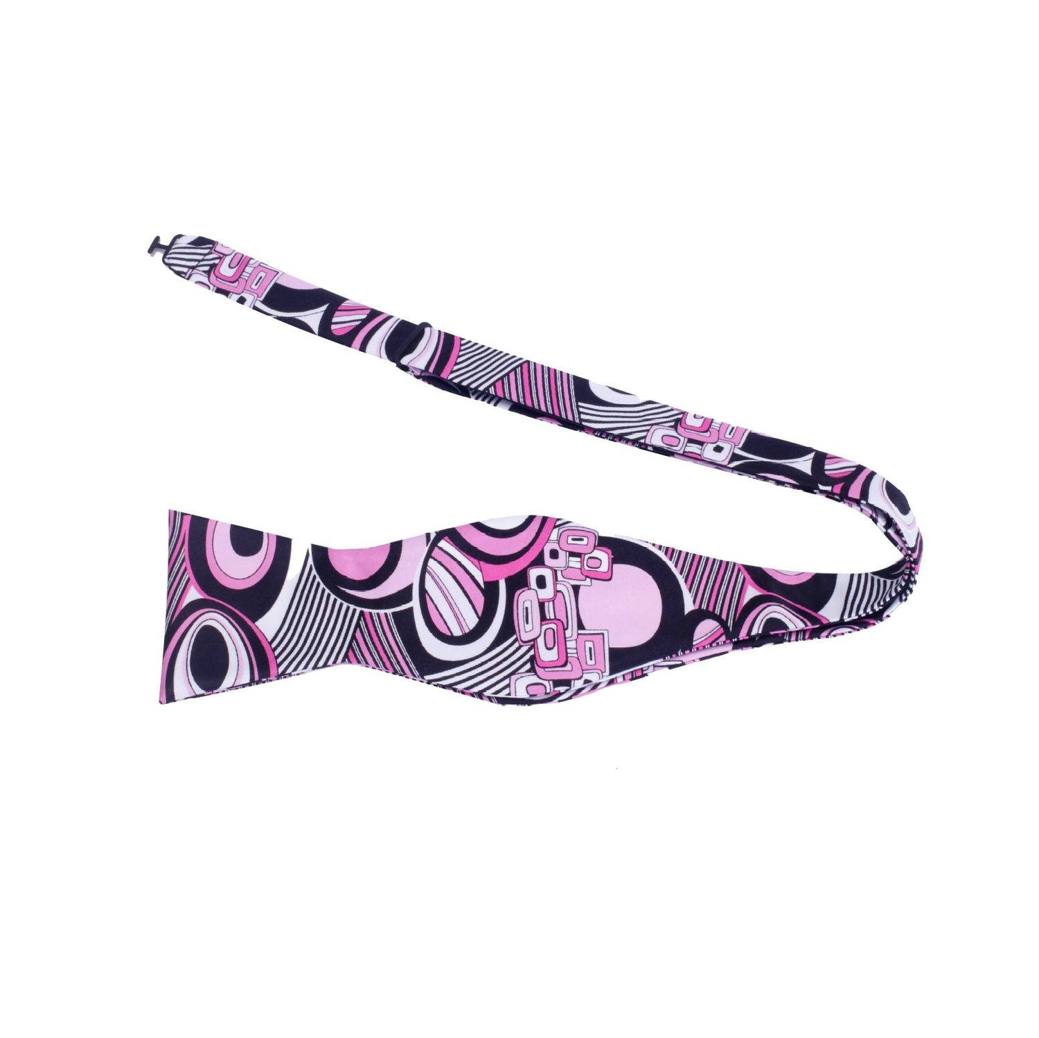 Pink, Black, White Abstract Bow Tie Self Tie