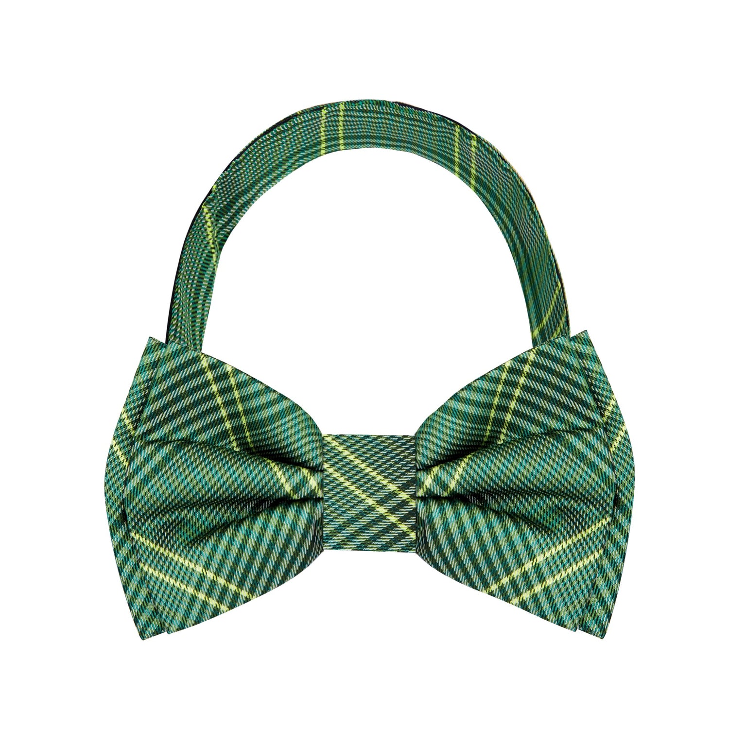 Pre-Tied: Green, Yellow Plaid Bow Tie