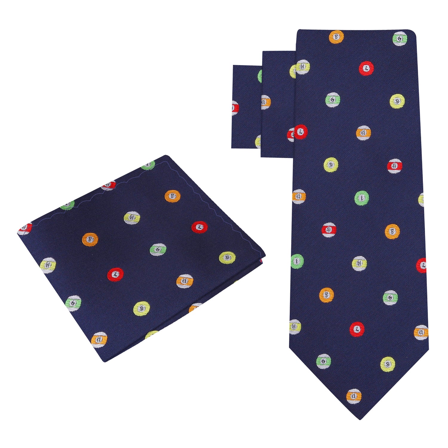 Alt View: Blue with Multiple Colored Billiard Balls Tie and Square