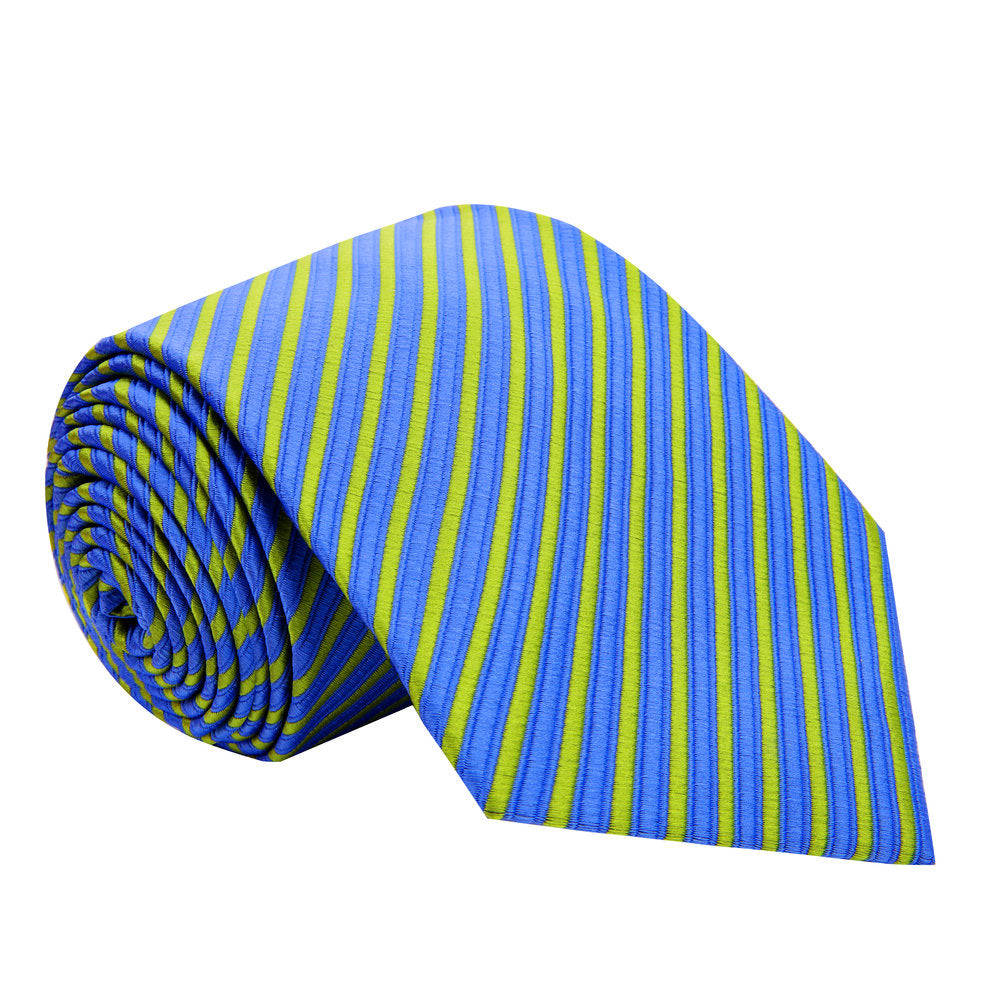 A Blue, Green Stripe Pattern Silk Necktie