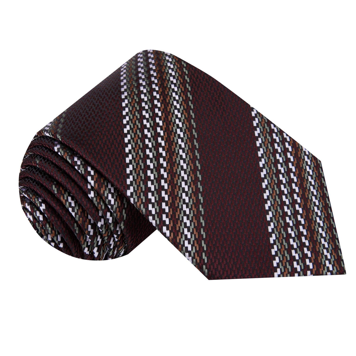 Brown, Olive Geometric Tie 