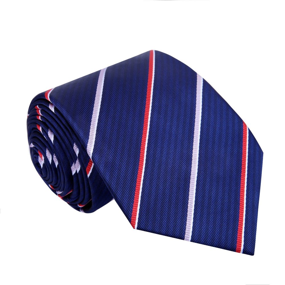 Blue Red Stripe Tie||Blue, Red