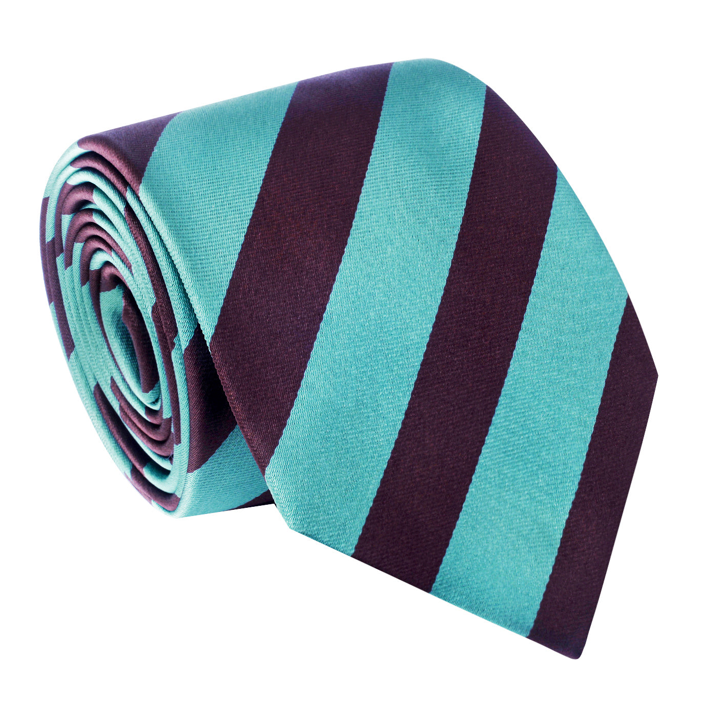 A Green, Brown Stripe Pattern Silk Necktie