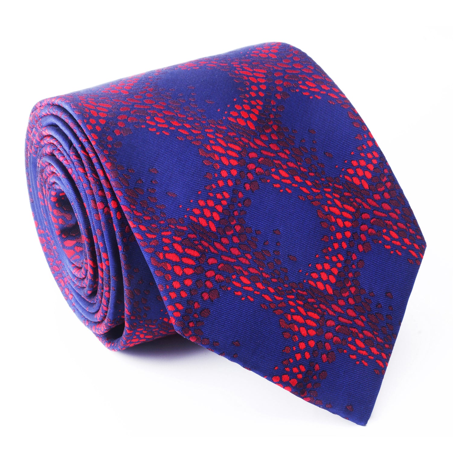 Red and Blue Abstract Cubes Tie 