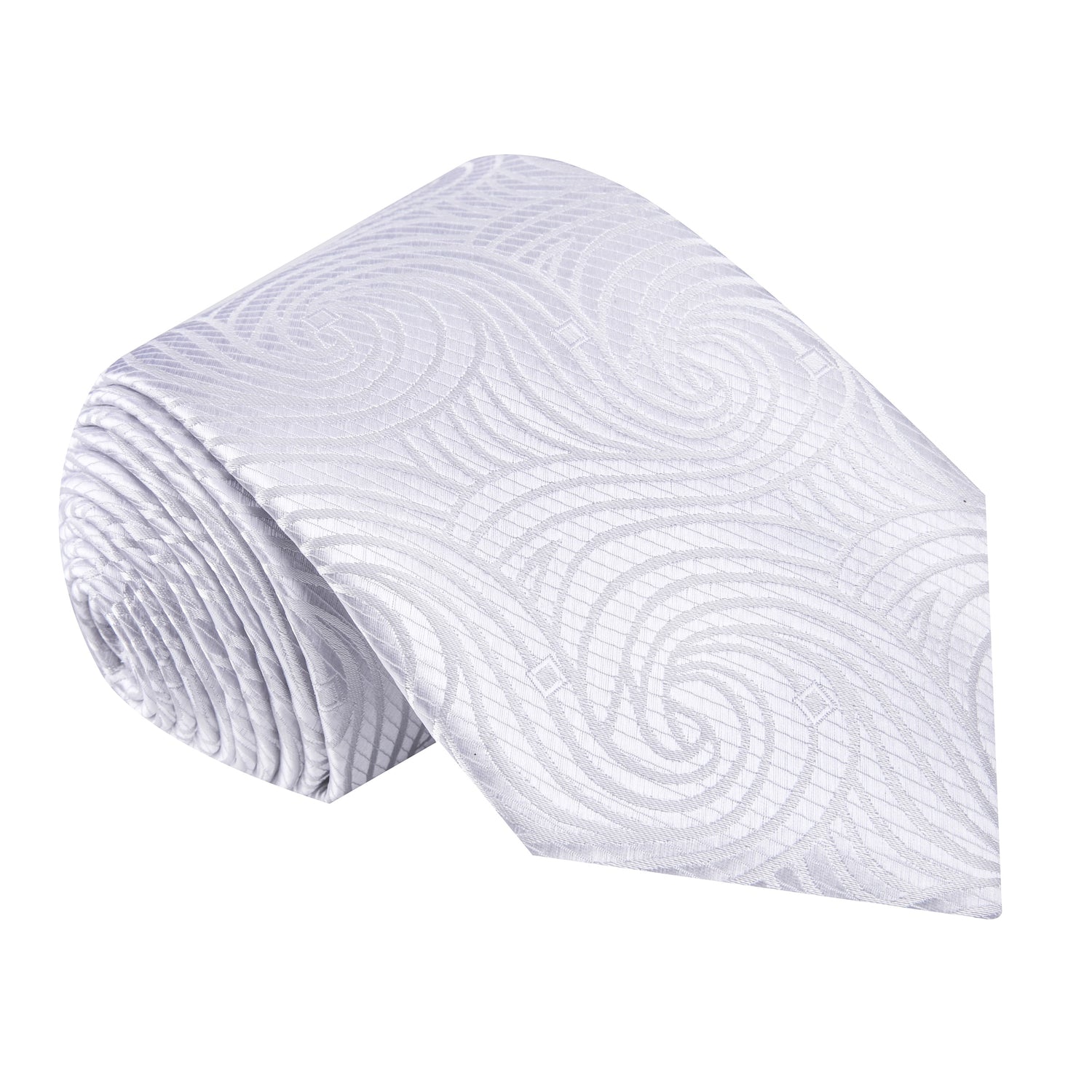 A White Abstract Swirl Pattern Silk Necktie 