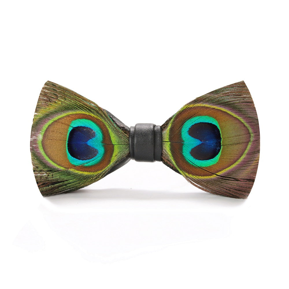 Brown, Green Peacock Feather Pre Tied Bow Tie