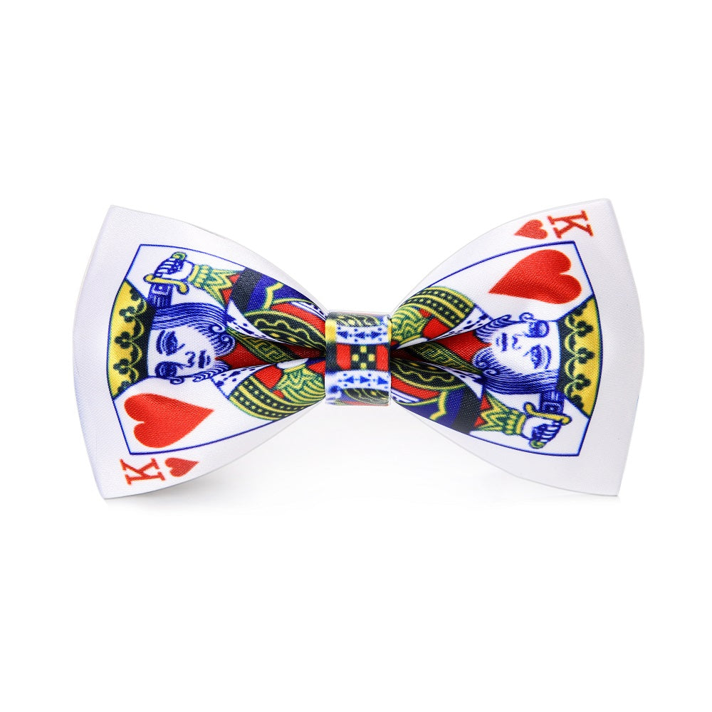 White, Red and Black King of Hearts Playing Card Pre Tied Bow Tie