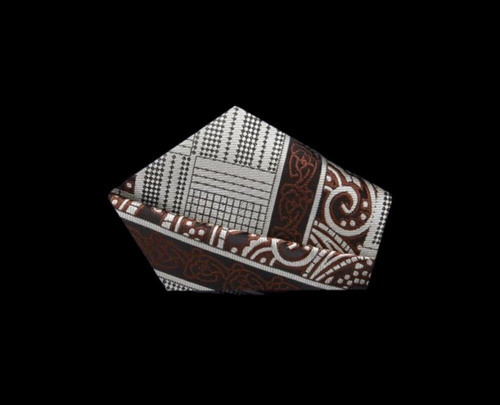 view 2 Light Brown, Brown Paisley and Geometric Pocket Square