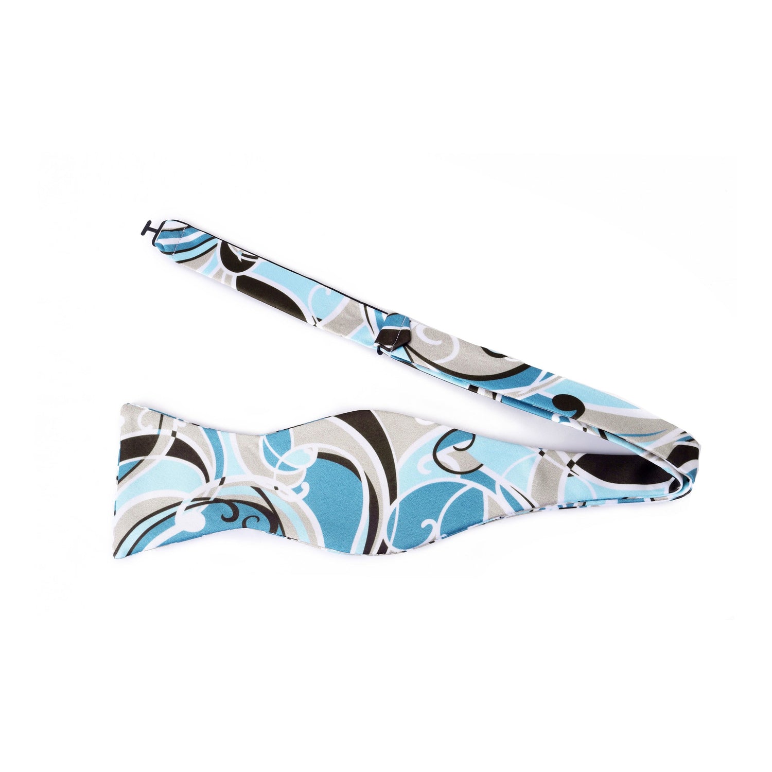 Teal, Black, Grey Abstract Bow Tie Self Tie