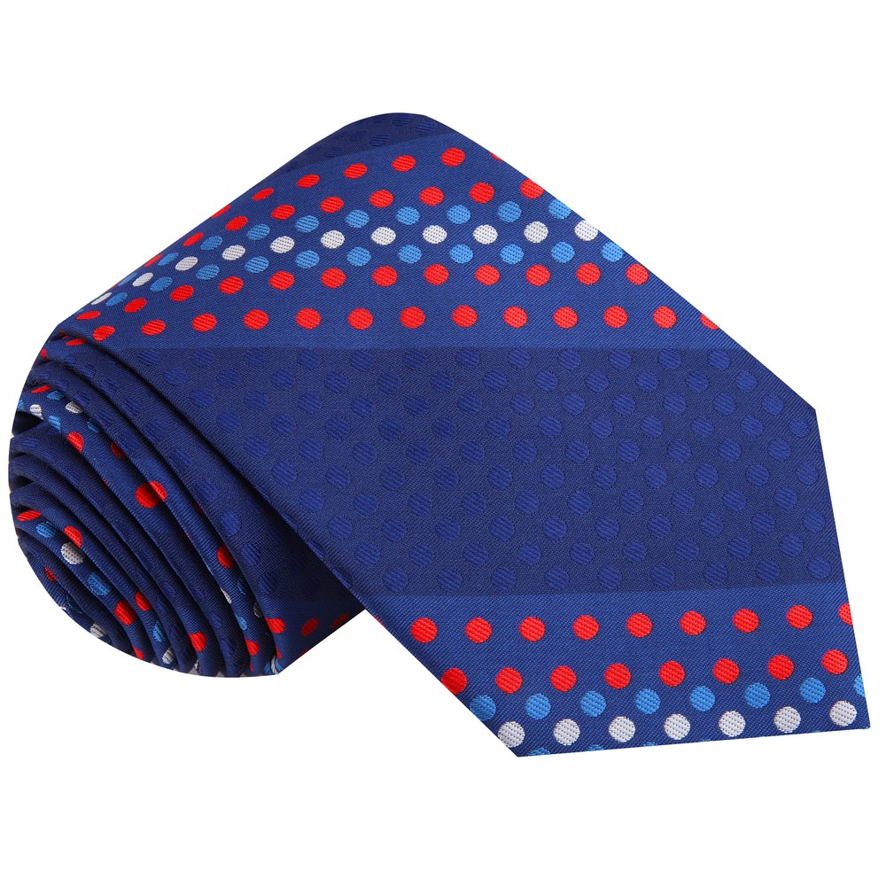 Blue with Red and White Polka Tie  