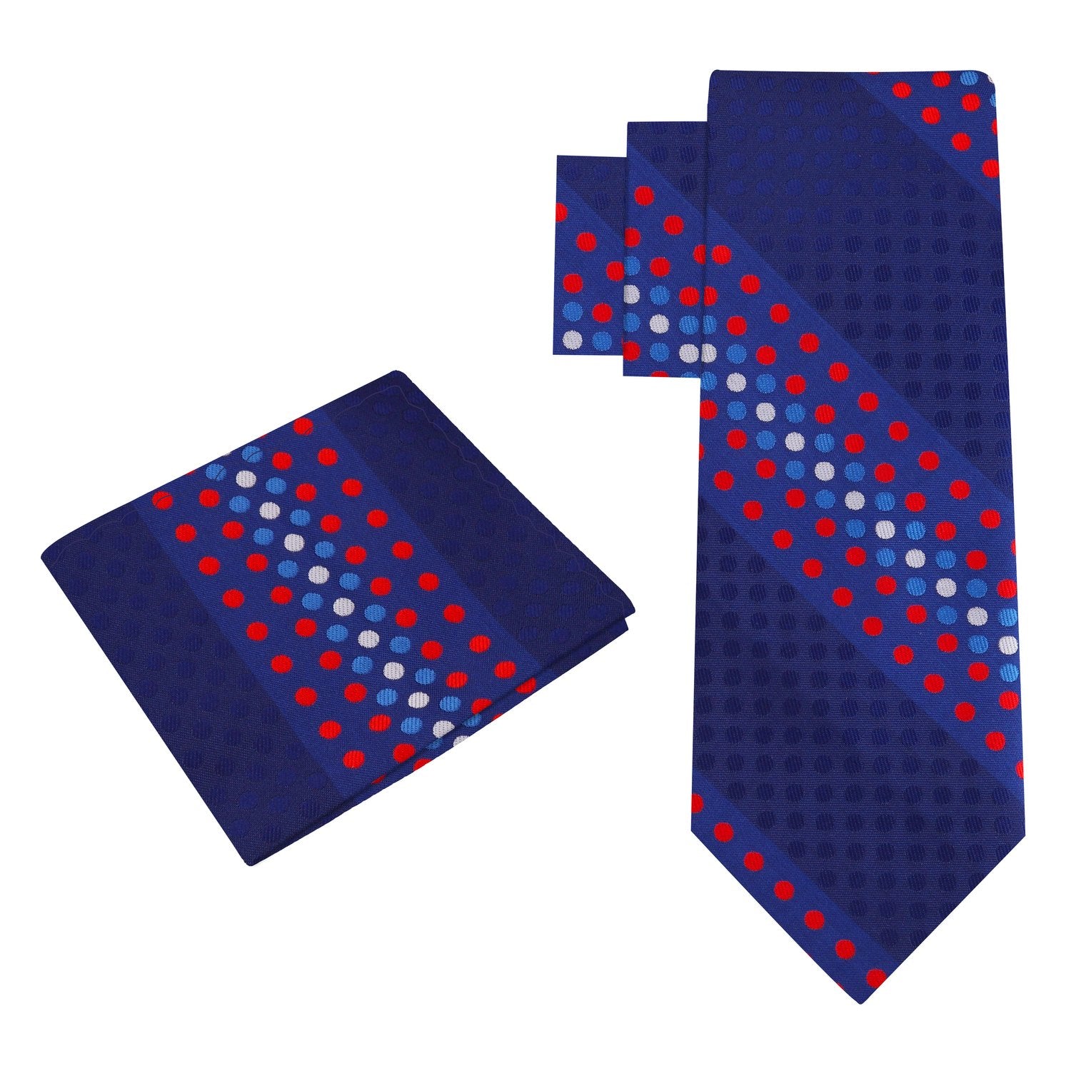 Alt View: Blue with Red and White Polka Tie and Square