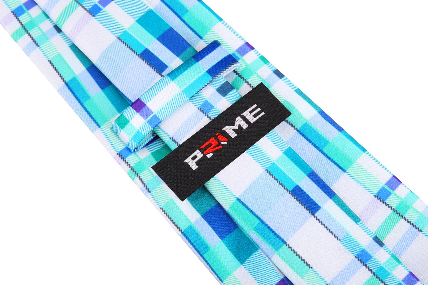 White, Light Blue, Light Green Plaid Tie Keep