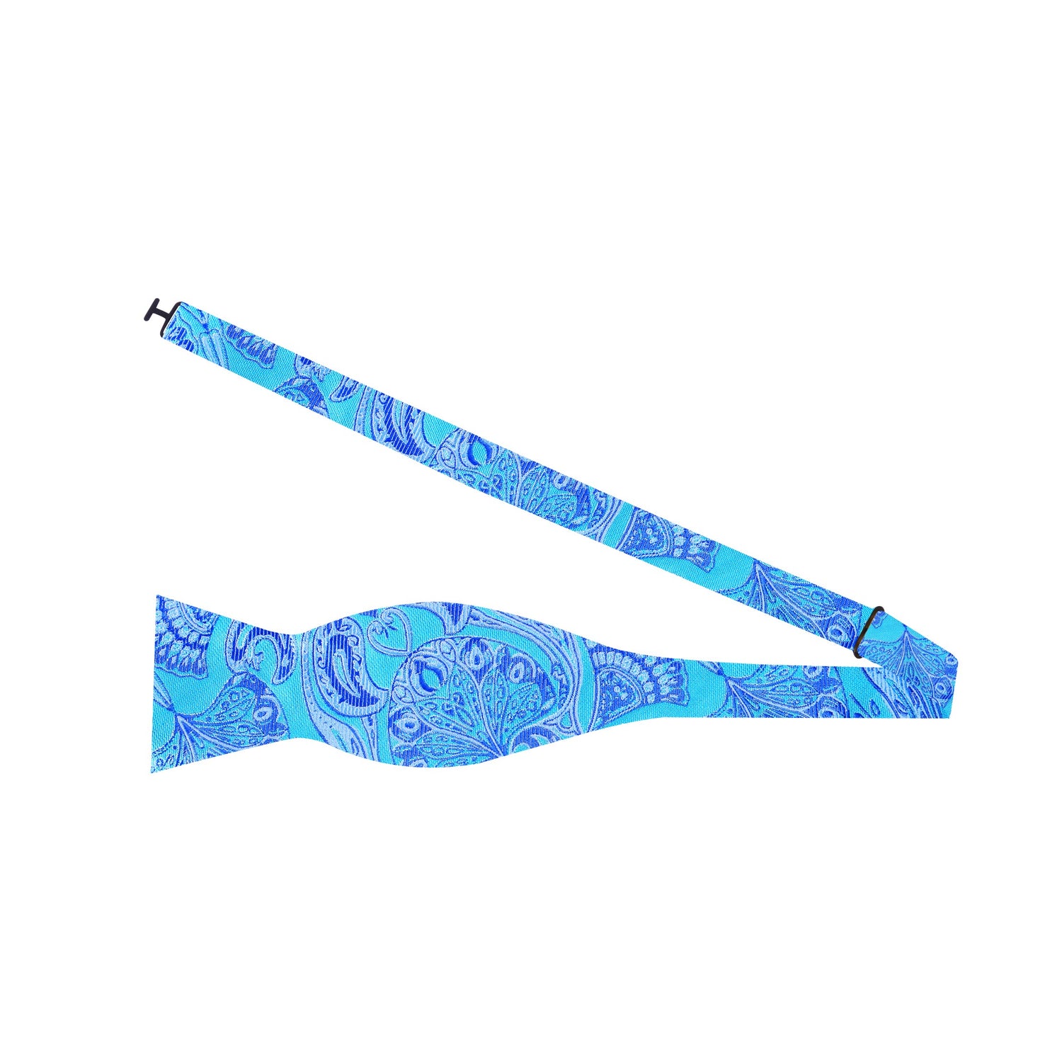 Light Blue Paisley Bow Tie Untied