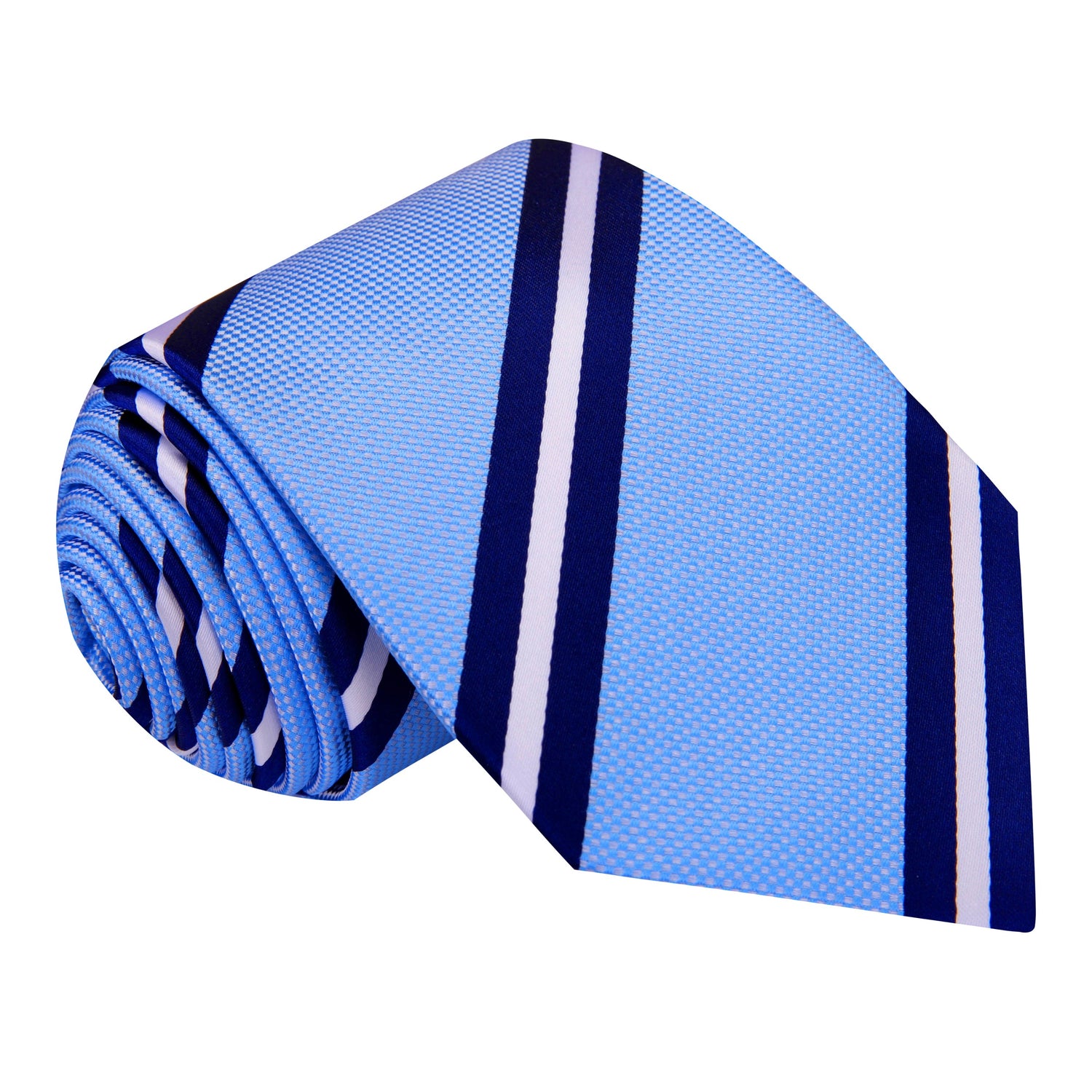 Light Blue, Dark Blue and White Stripe Tie
