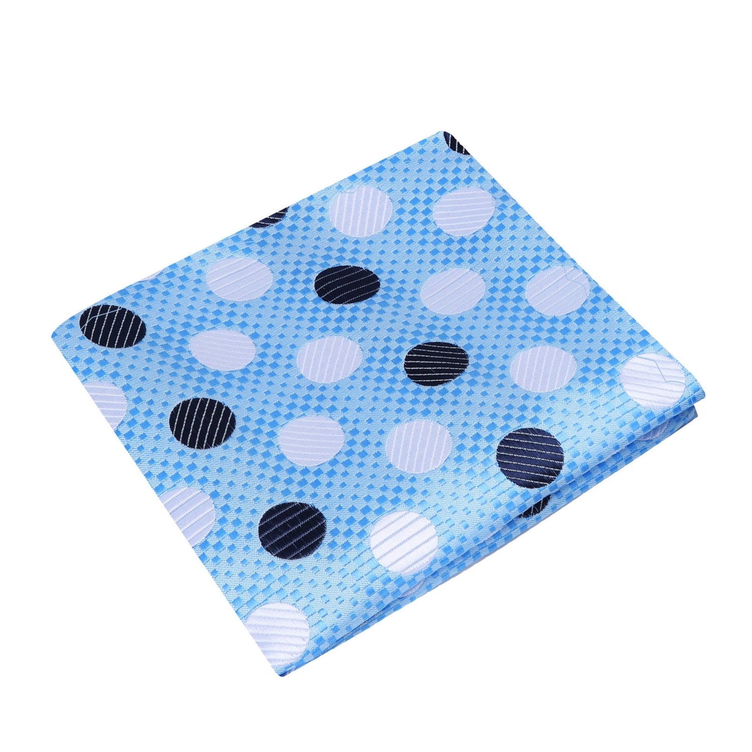 A Light Blue, White Polka Pattern Silk Pocket Square