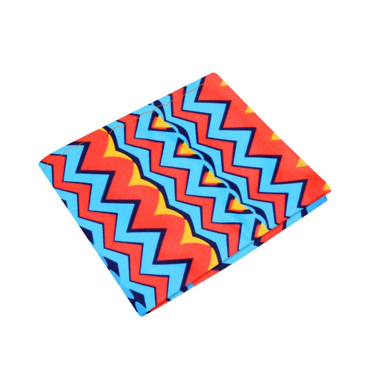 Main View: Light Blue Orange and Yellow Abstract Mojo Pocket Square