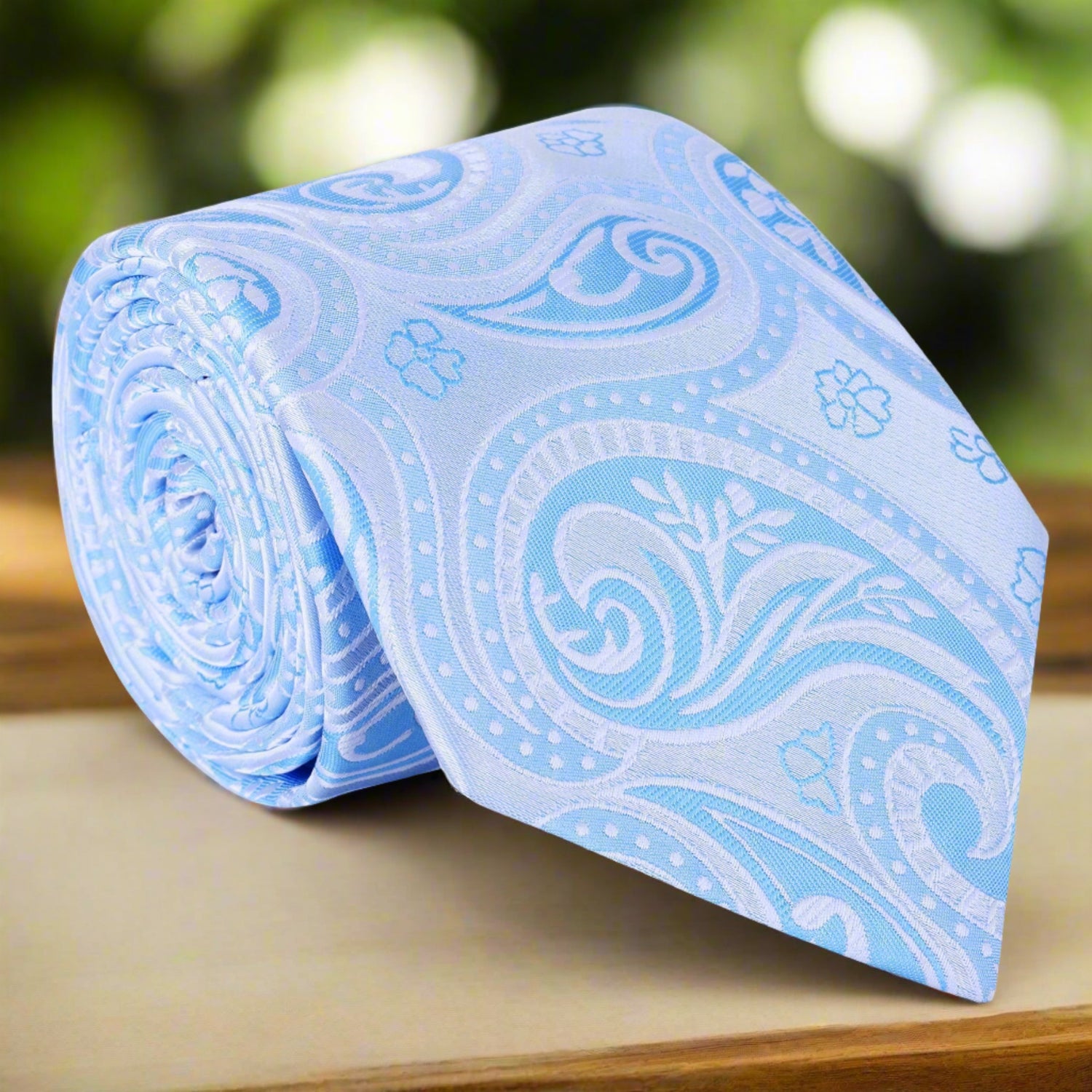 Light Blue Paisley Necktie 