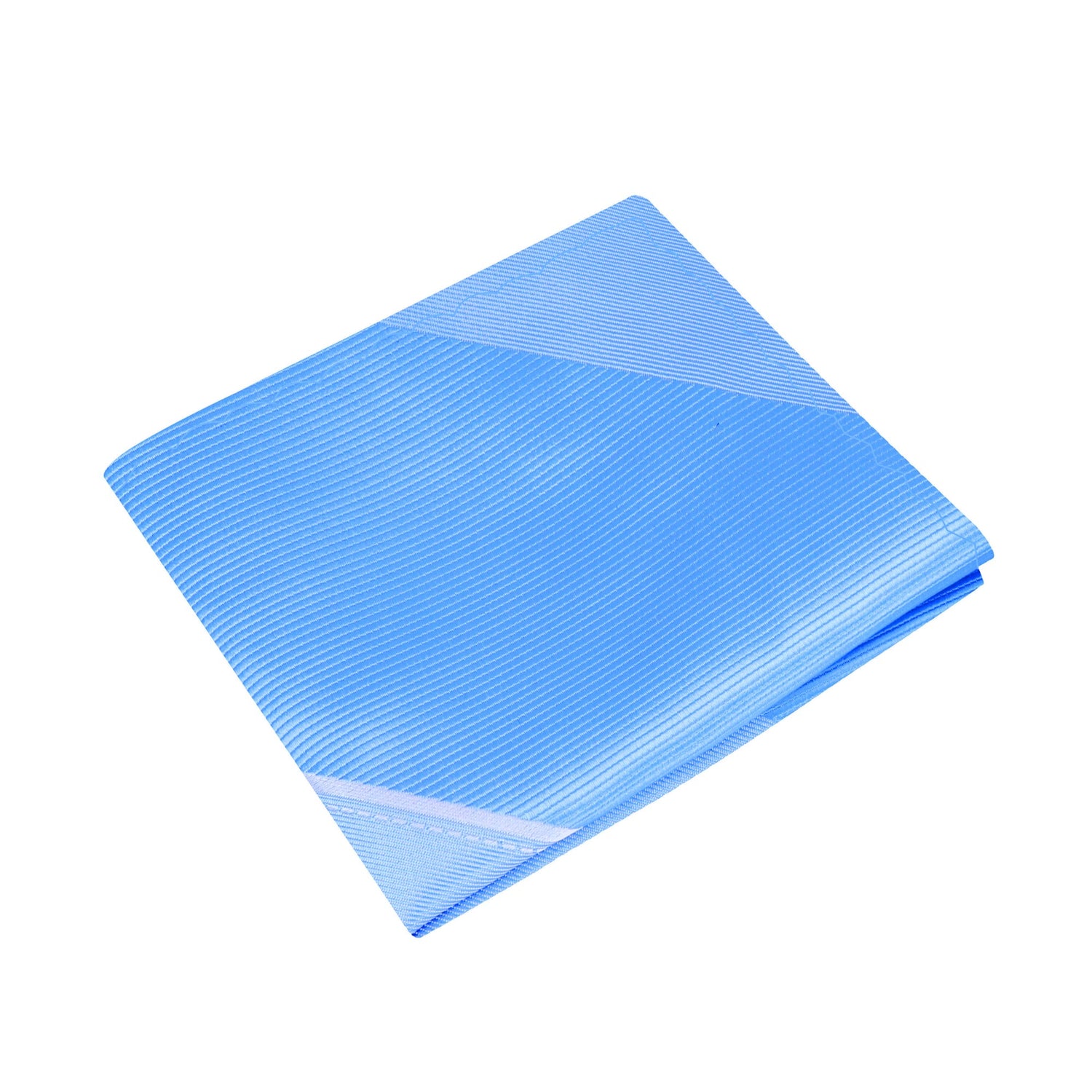 A Light Blue, White Stripe Pattern Silk Pocket Square