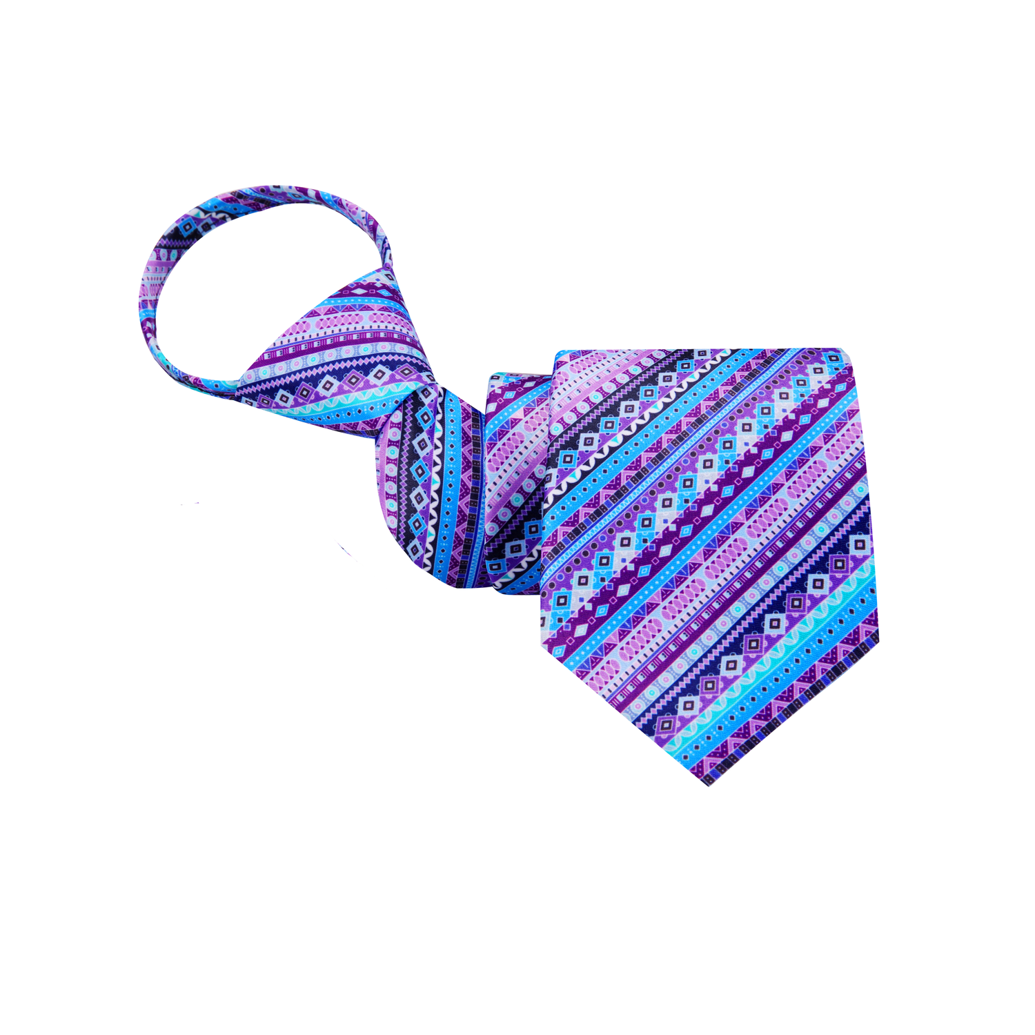 Single Zipper Tie: Purple, Blue Abstract Necktie