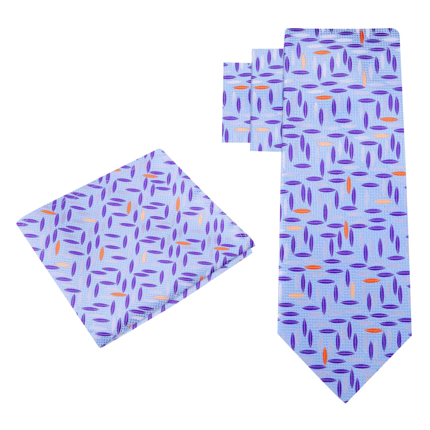Alt View: Light Blue, Purple, Orange Abstract Tie and Pocket Square