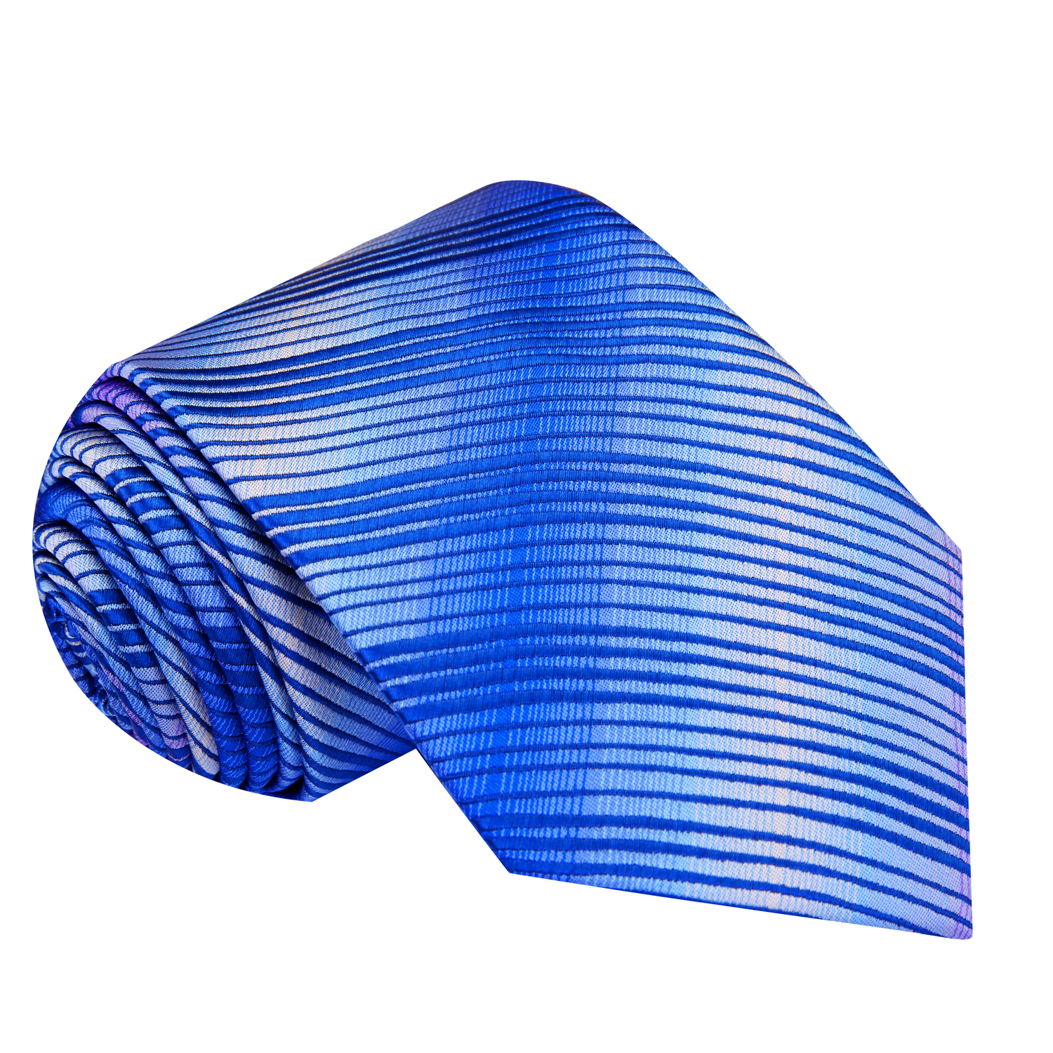 A Blue, Light Blue, Purple Color Abstract Wavy Swirl Pattern Silk Necktie
