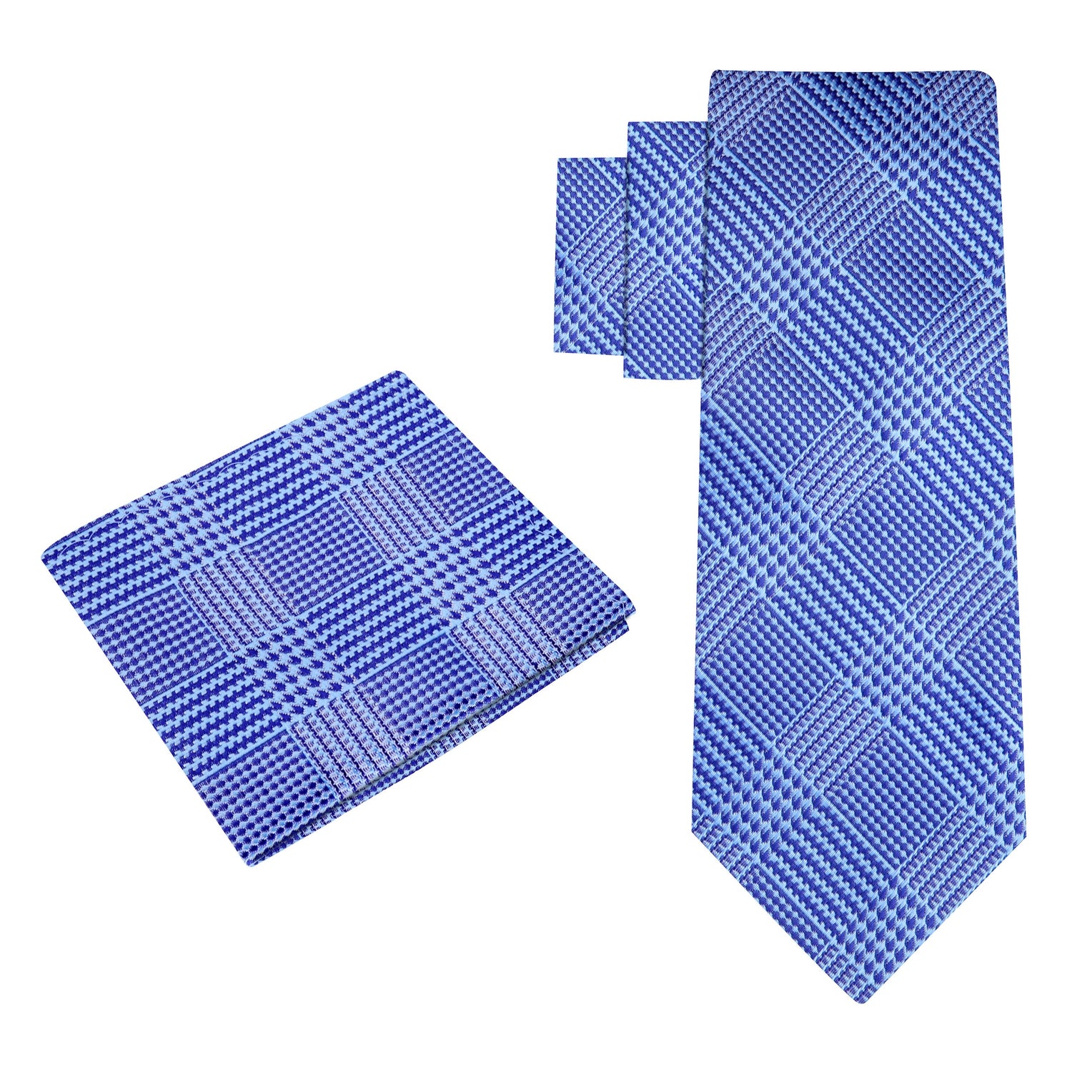 Alt View: Light Blue Geometric Tie and Pocket Square