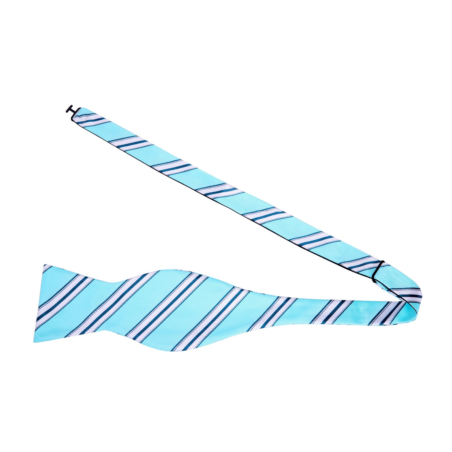 Light Blue, White Stripe Bow Tie Untied