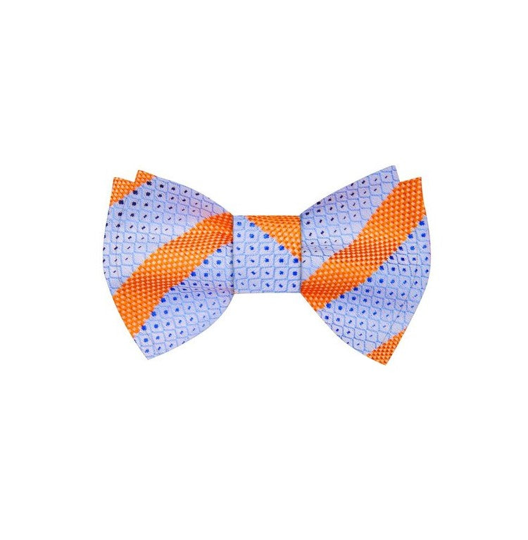 Blue, Orange Stripe Bow Tie