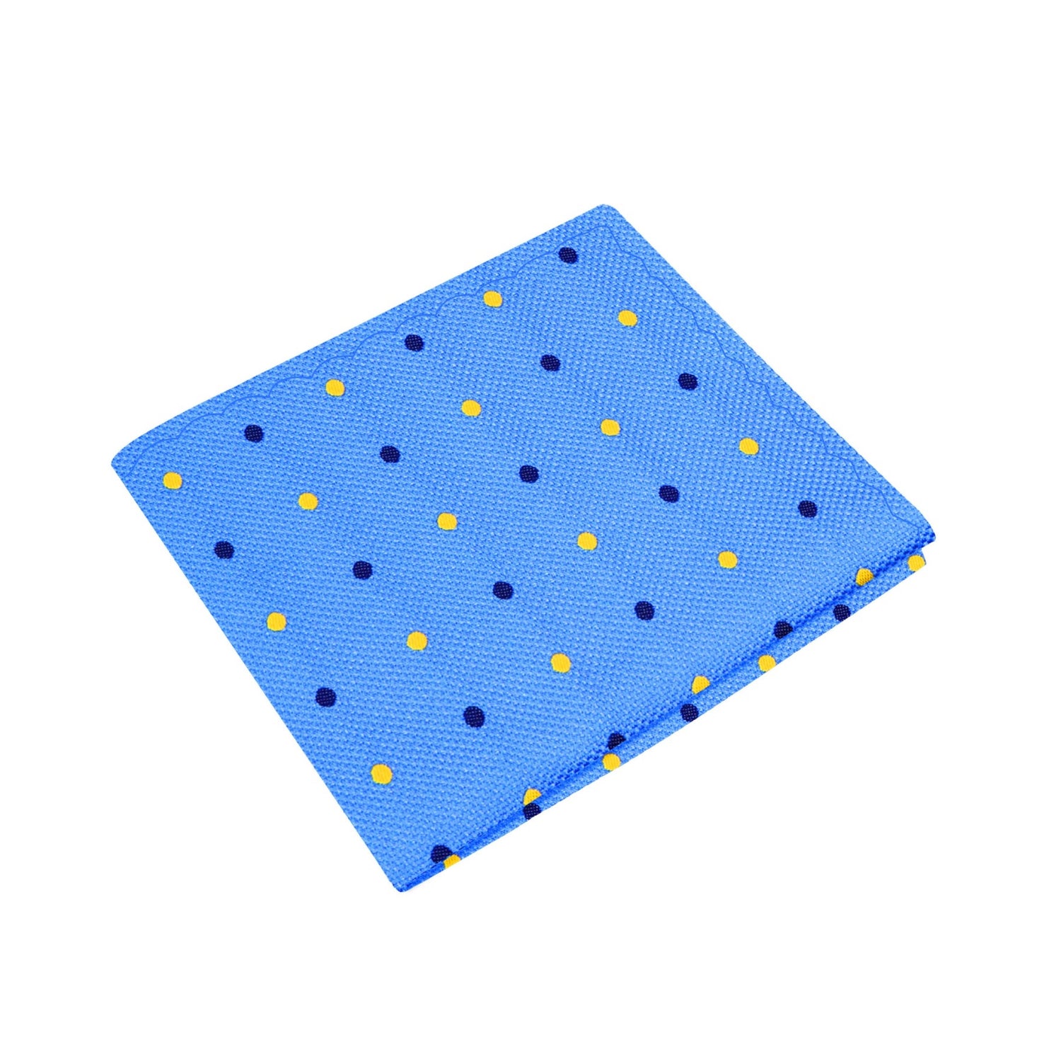 A Light Blue, Yellow Polka Pattern Silk Pocket Square