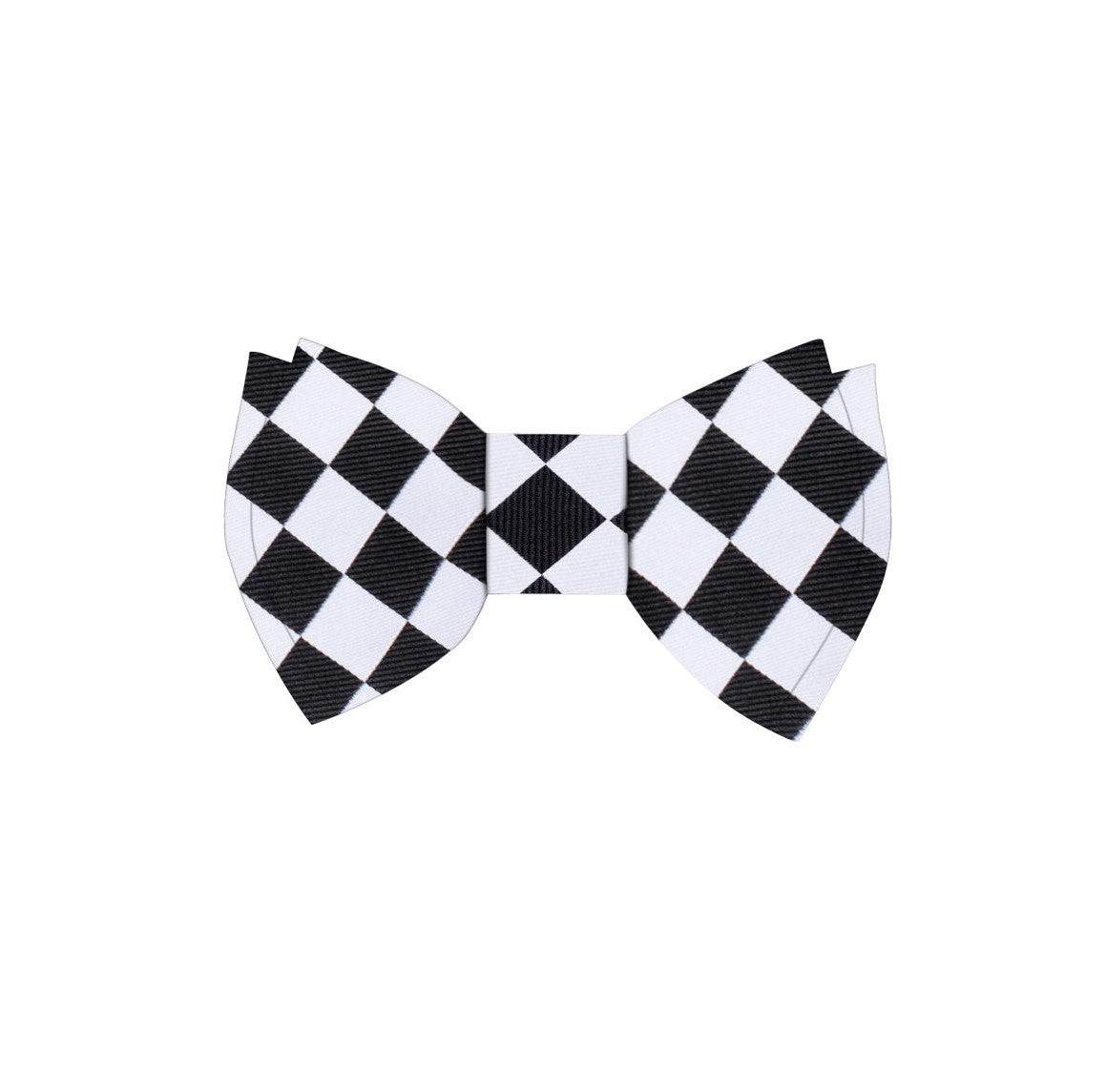 A Light Grey and Black Checkerboard Pattern Silk Self Tie Bow Tie