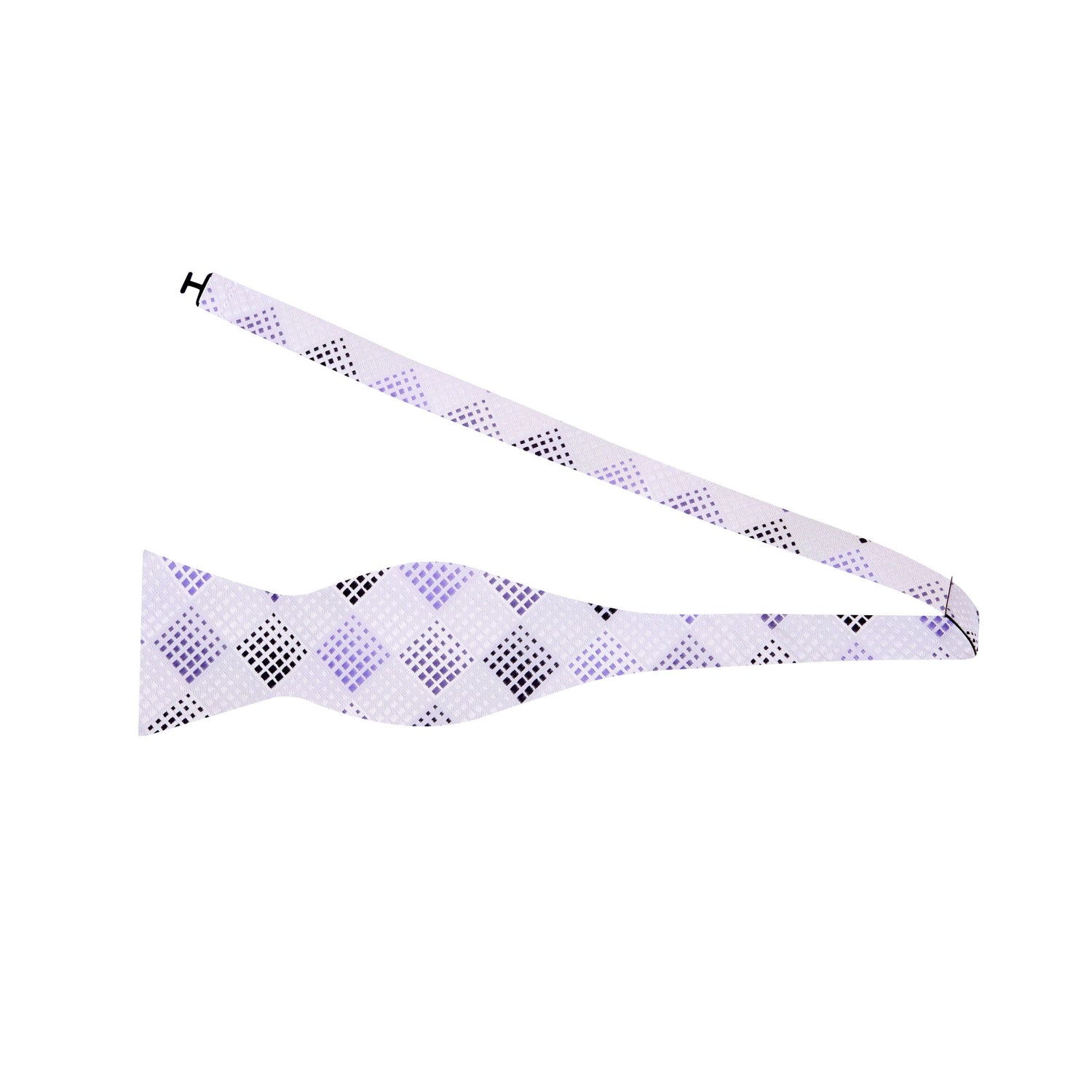 Alt View: A Black, White Geometric Diamond Pattern Silk Self-Tie Bow Tie