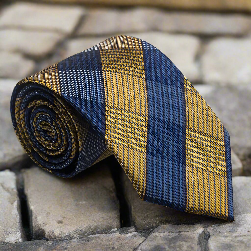 Yellow and Blue Plaid Tie 