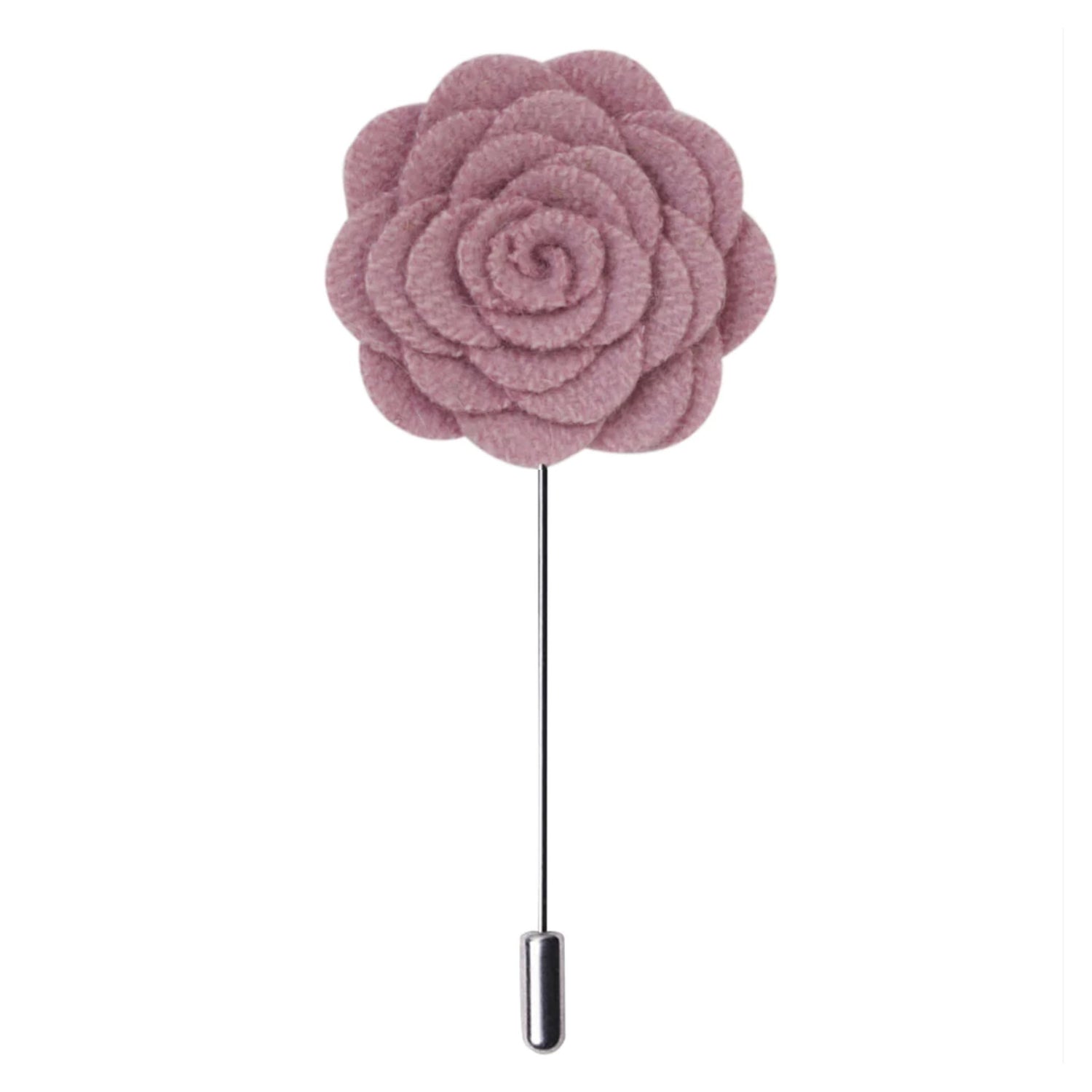 A Solid Pink Wide Petal Flower Shaped Lapel Pin||Pink