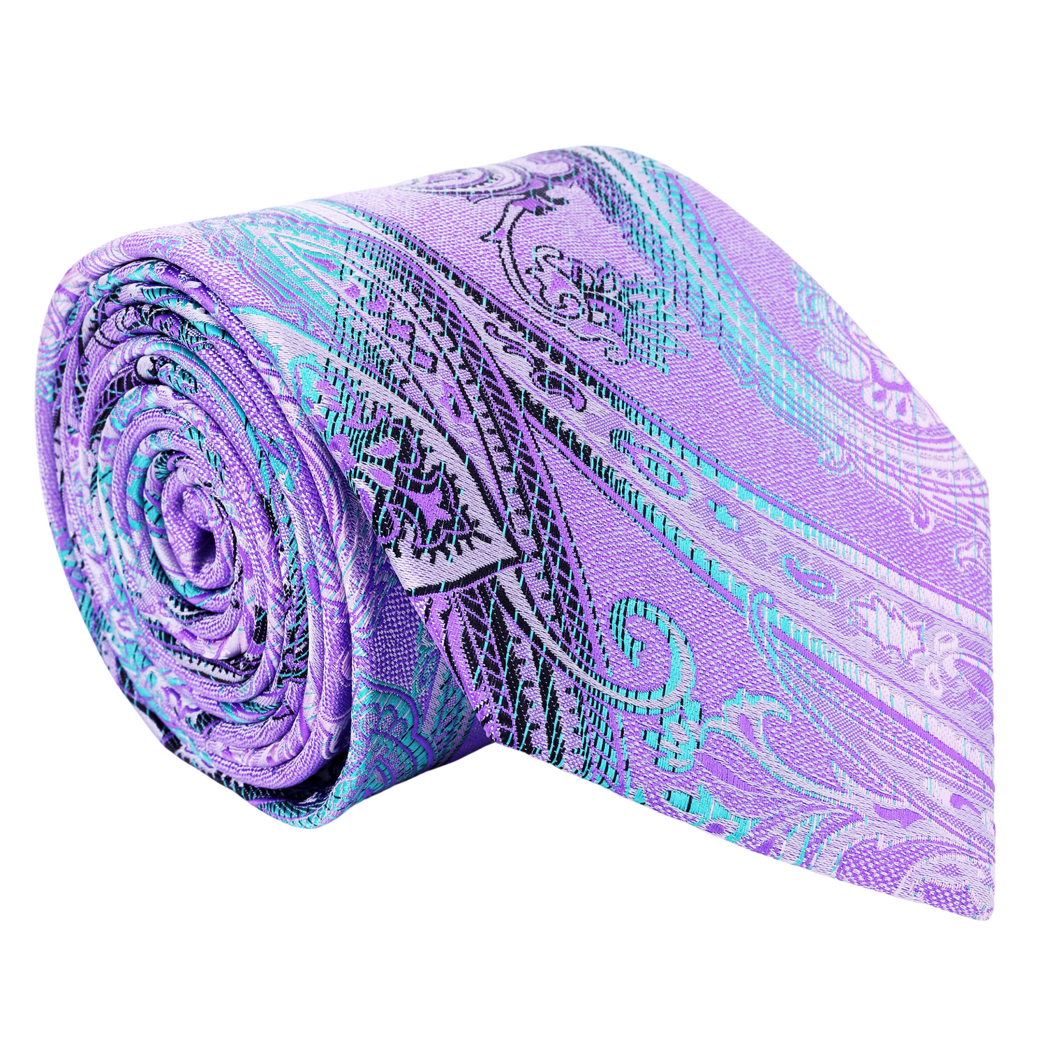 Light Purple, Light Blue Paisley Necktie  