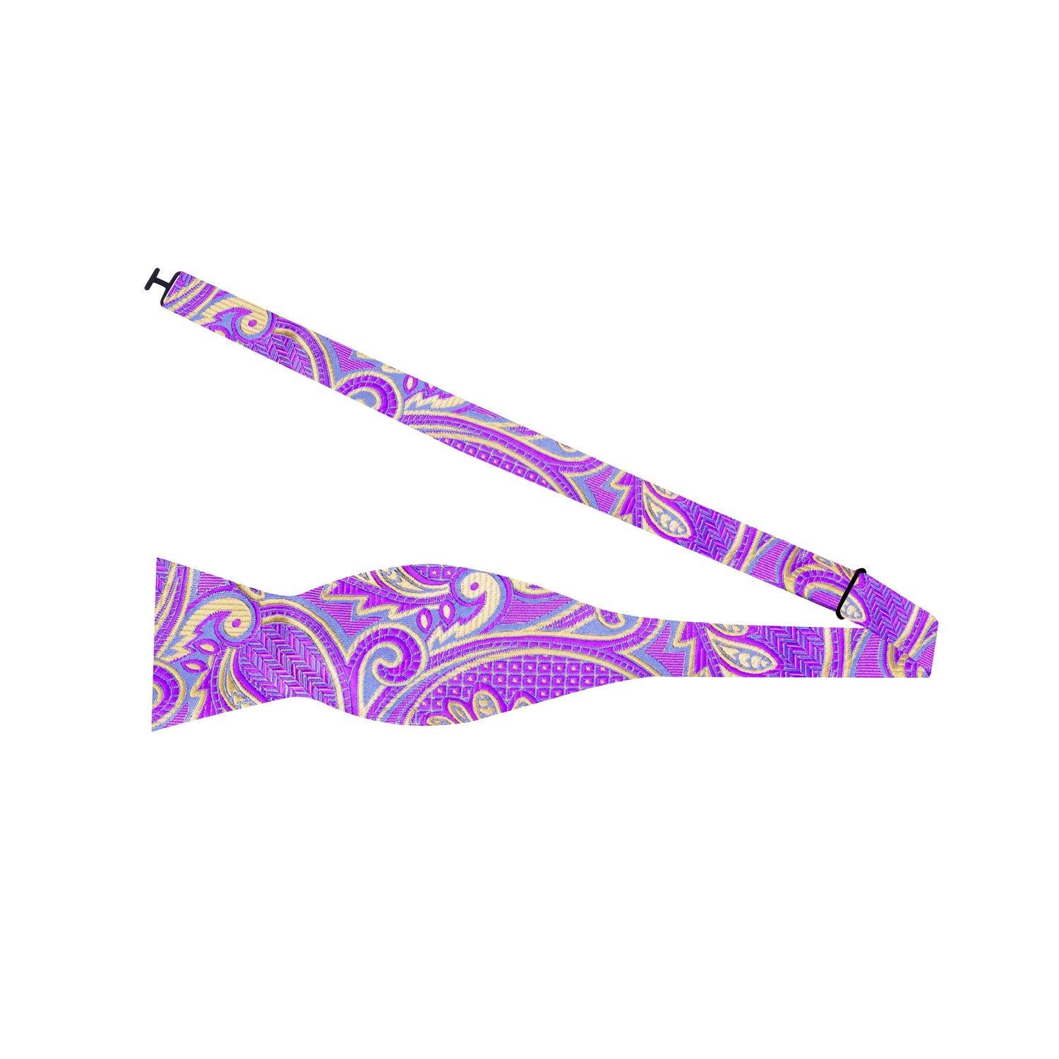 A Light Purple Paisley Pattern Silk Self Tie Bow Tie Untied