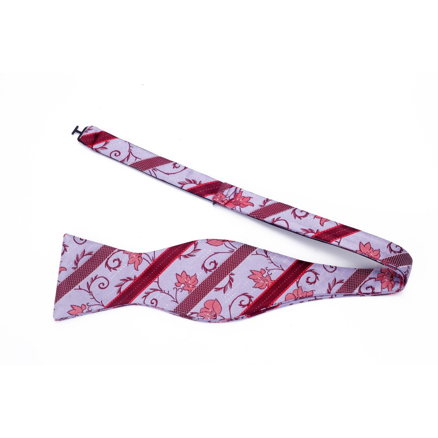 Untied: A Pink, Red Floral Pattern Silk Self Tie Bow Tie