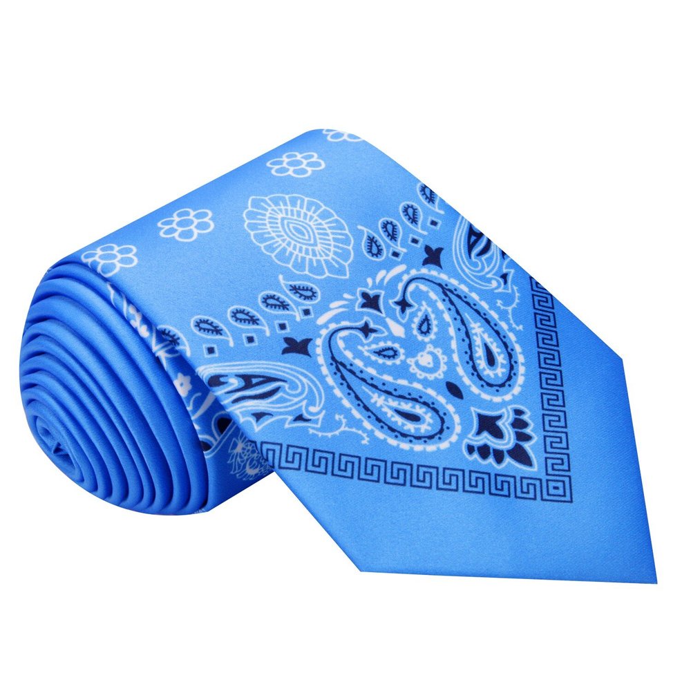 Light Blue Bandana Paisley Tie