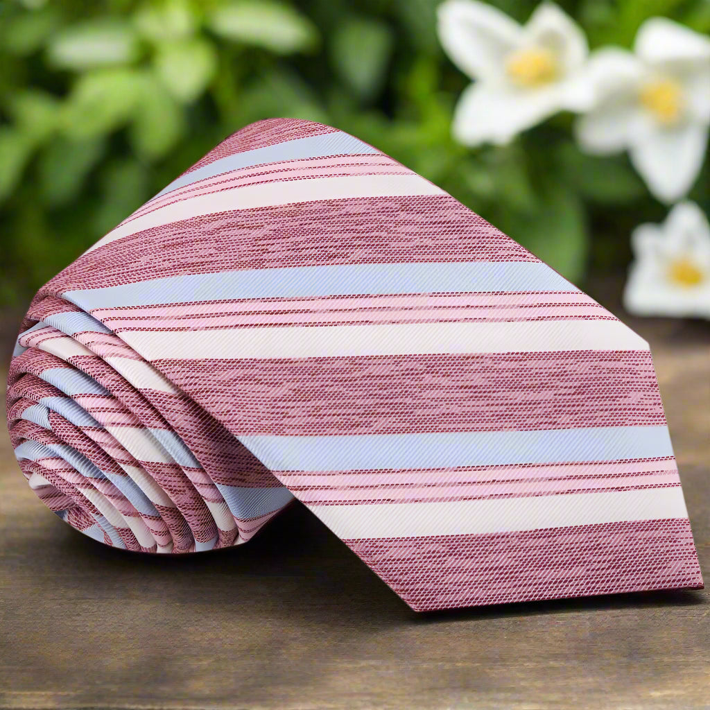 Light Red, Light Blue Stripe Tie