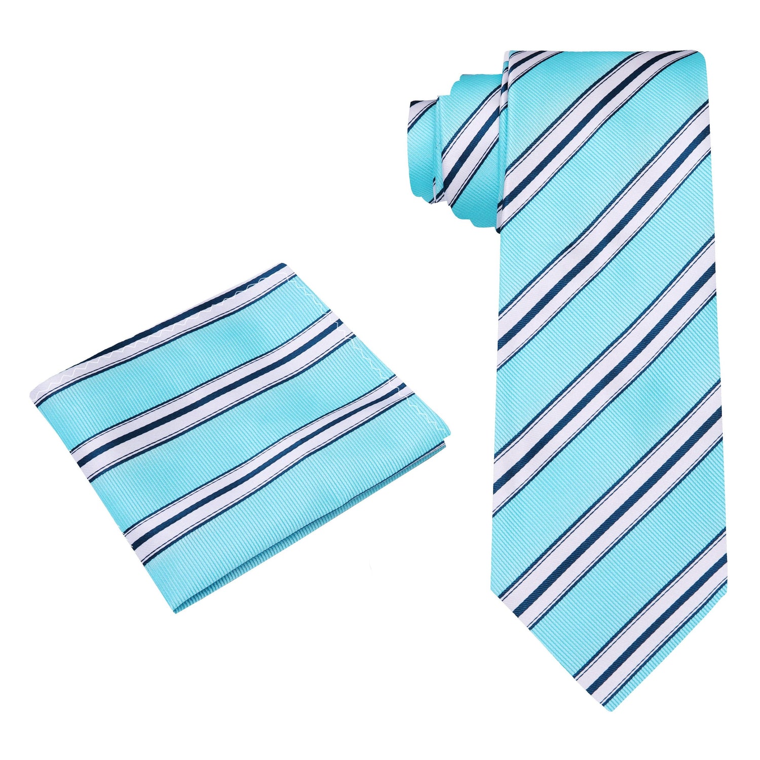 Alt View: Light Blue Stripe Tie and Square