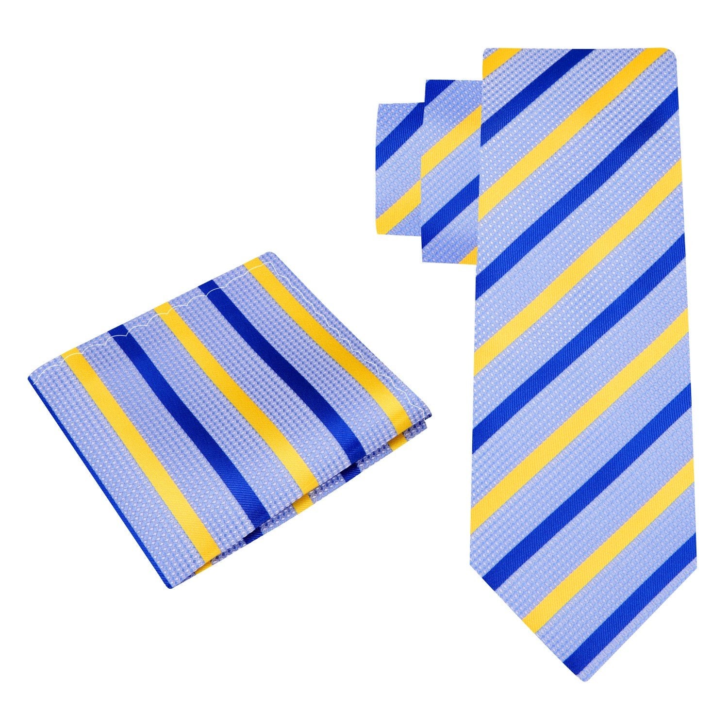 Alt View: Light Blue, Blue, Yellow Stripe Tie and Pocket Square