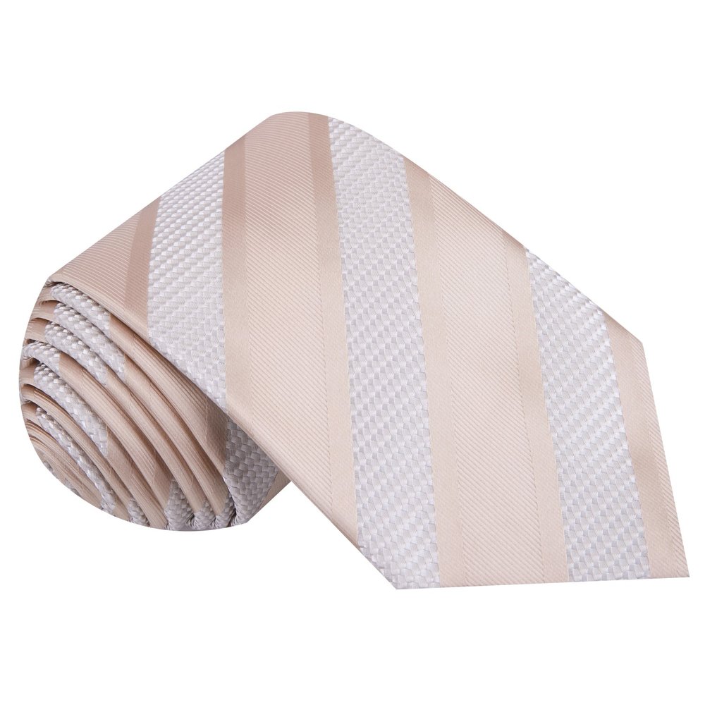 Light Brown, Pearl Victory Stripe Tie||Light Brown Pearl