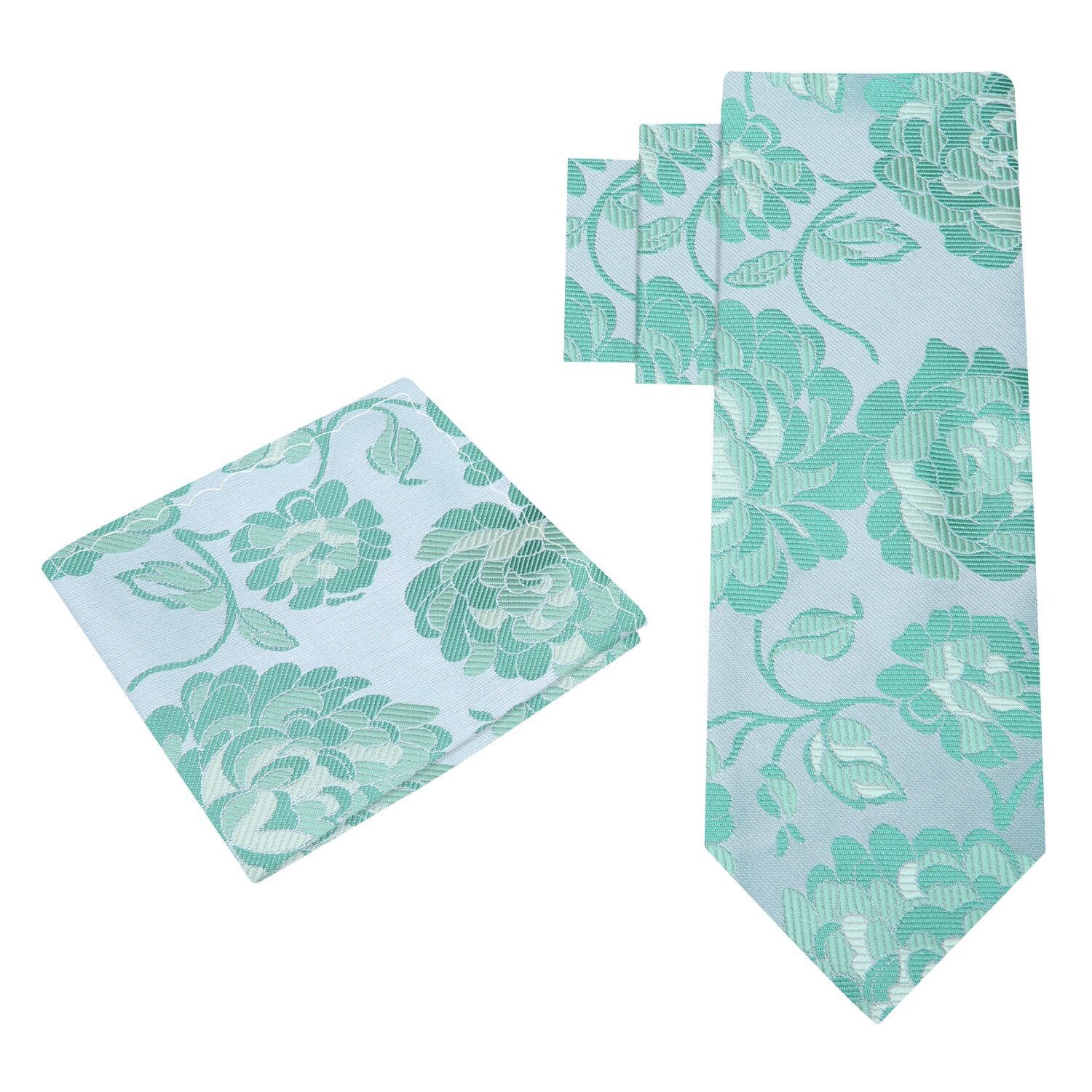 Alt View: Pistachio, Seafoam Flower Tie and Pocket Square