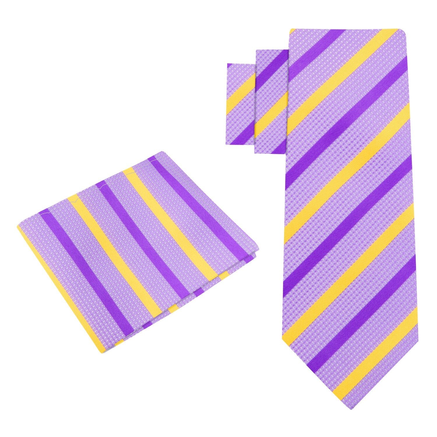 Alt View: Light Purple, Purple, Yellow Stripe Tie and Square