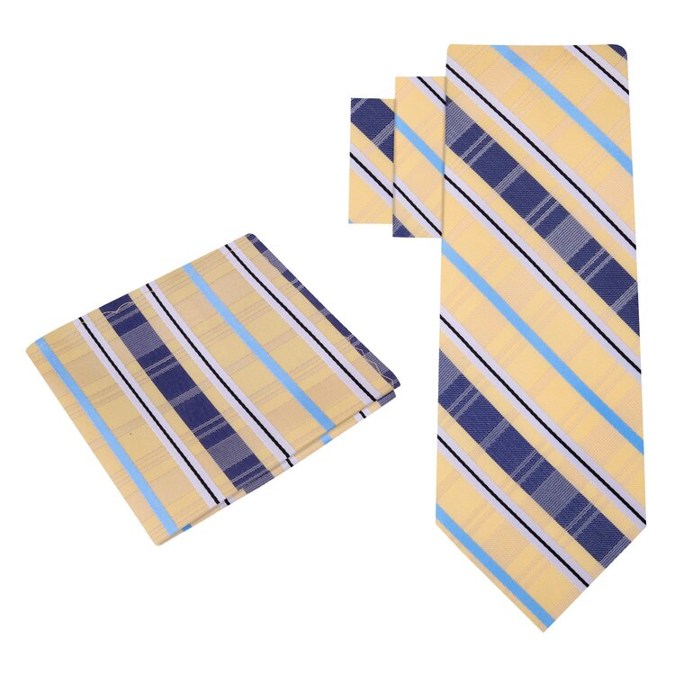 Alt view: Light Yellow, Midnight Blue, Light Blue Plaid Tie and Pocket Square