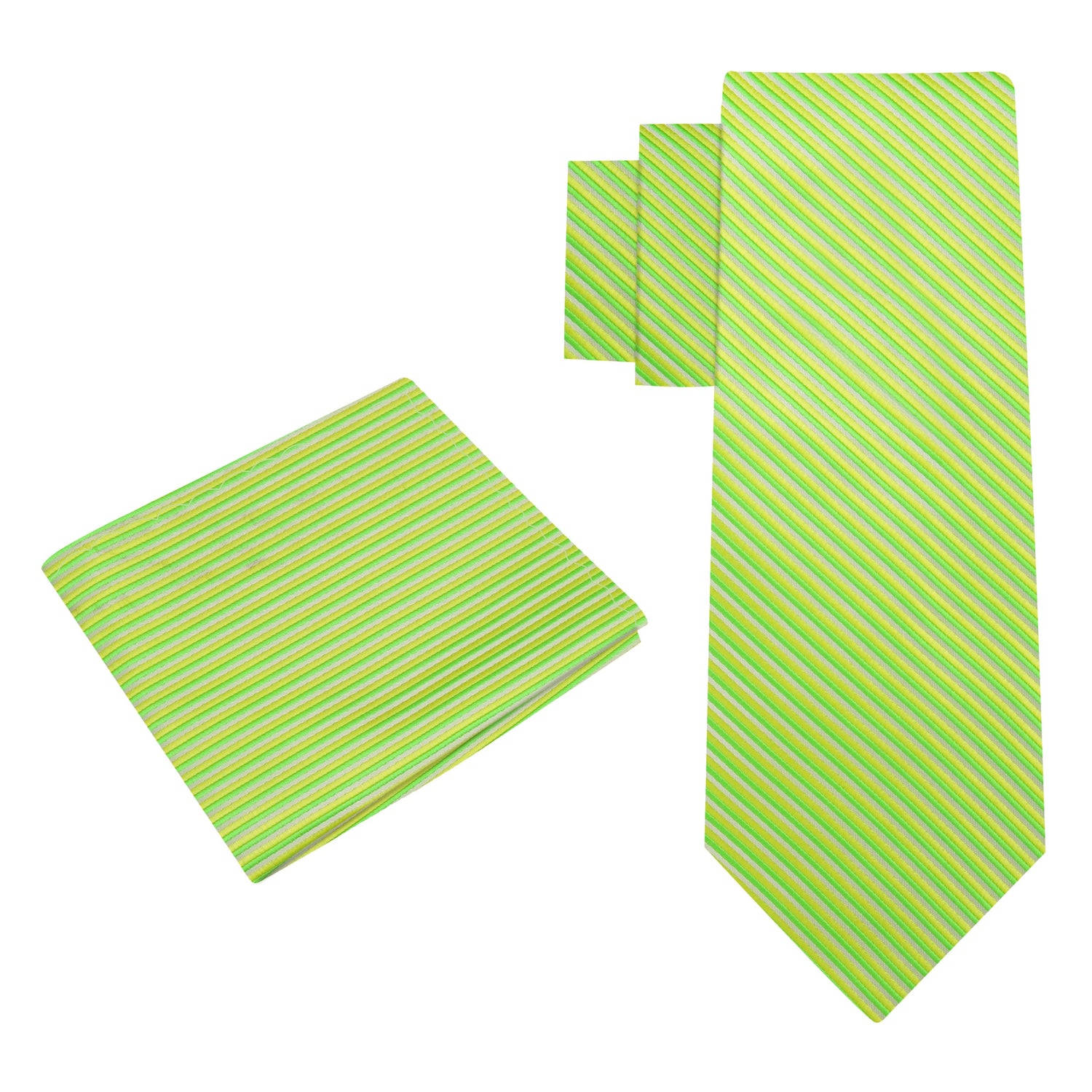 Alt View; Lime Pinstripe Tie and Pocket Square