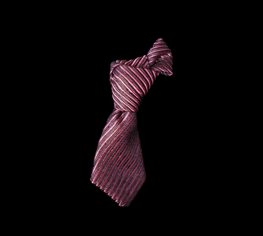 A Burgundy Stripe Necktie Shaped Lapel Pin||Merlot Stripe